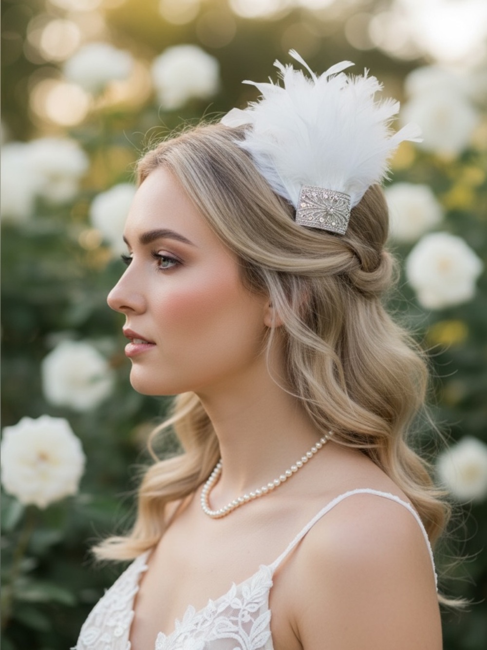 Stunning Feather and Crystal Bridal Fascinator - Picture 2 of 8